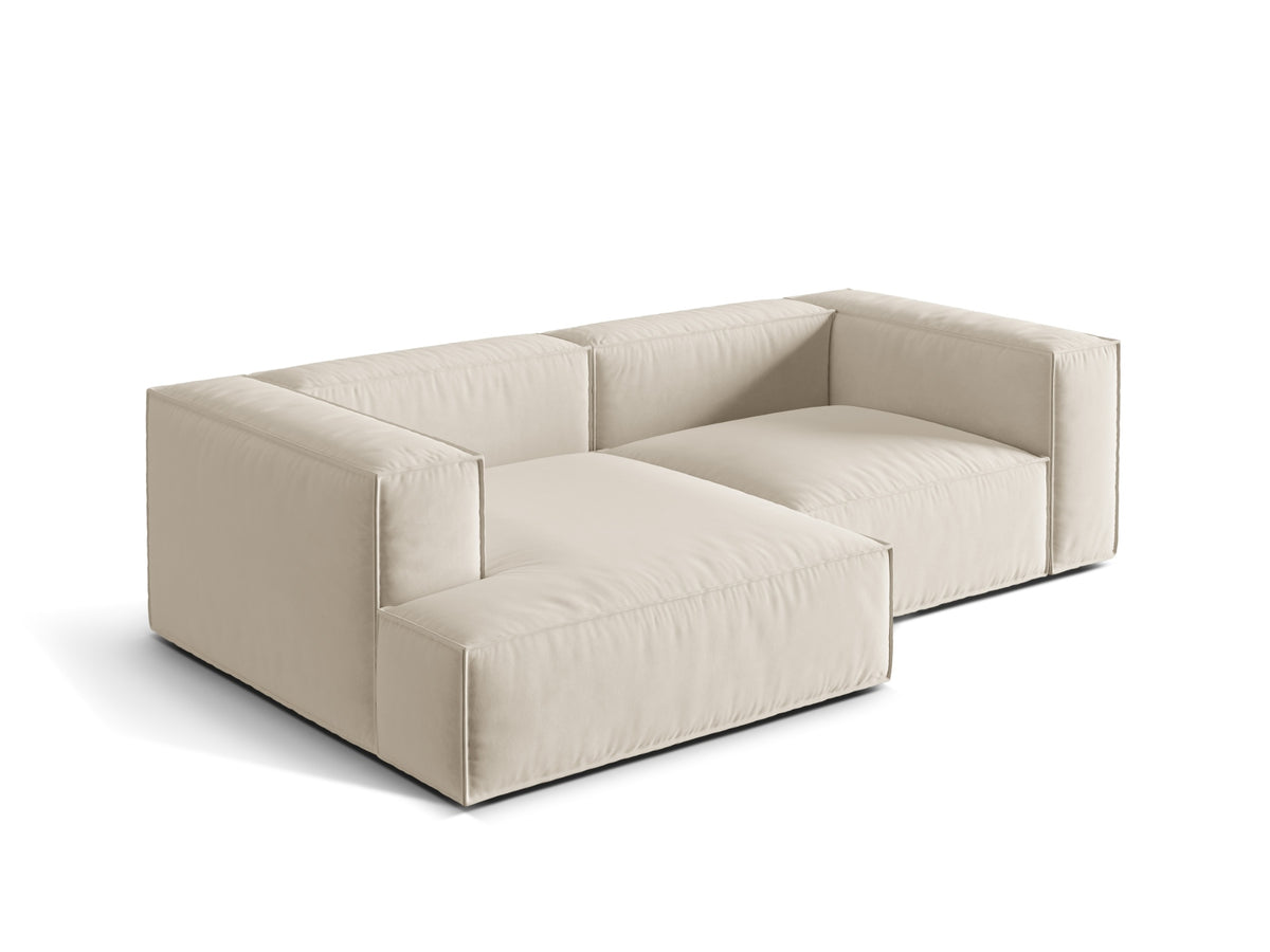 Nuria Velour Modular Ecksofa links 3 Sitzer in Beige-Paris präsentiert im Onlineshop von KAQTU Design AG. L-Sofa links ist von Micadoni