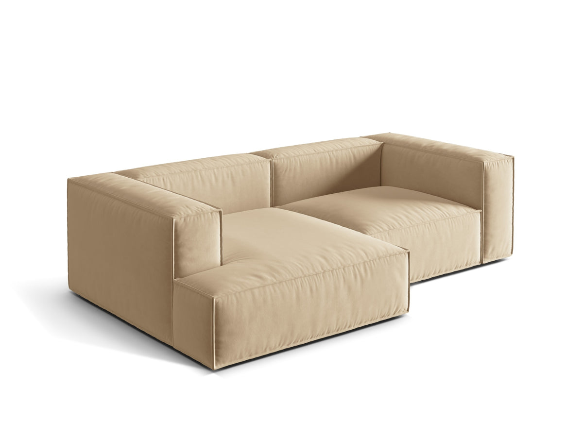 Nuria Velour Modular Ecksofa links 3 Sitzer in Nude-Paris präsentiert im Onlineshop von KAQTU Design AG. L-Sofa links ist von Micadoni