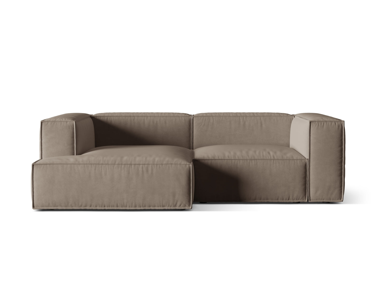 Nuria Velour Modular Ecksofa links 3 Sitzer in Warm grey-Paris präsentiert im Onlineshop von KAQTU Design AG. L-Sofa links ist von Micadoni