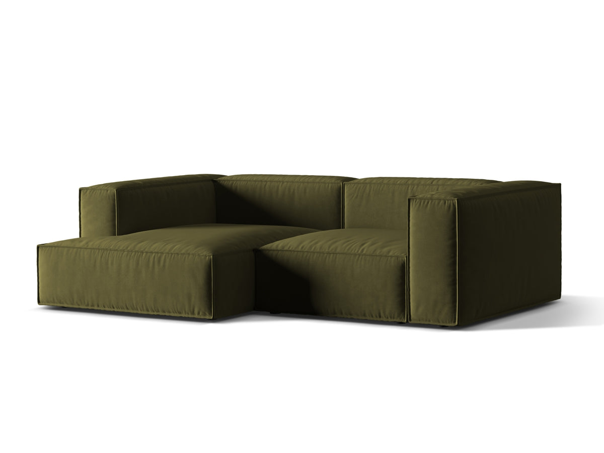 Nuria Velour Modular Ecksofa links 3 Sitzer in Moss Green Melange-Paris präsentiert im Onlineshop von KAQTU Design AG. L-Sofa links ist von Micadoni