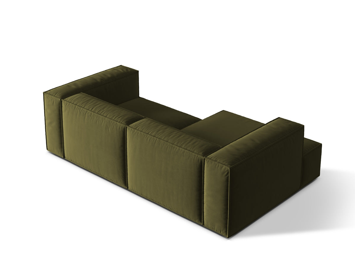 Nuria Velour Modular Ecksofa links 3 Sitzer in Moss Green Melange-Paris präsentiert im Onlineshop von KAQTU Design AG. L-Sofa links ist von Micadoni
