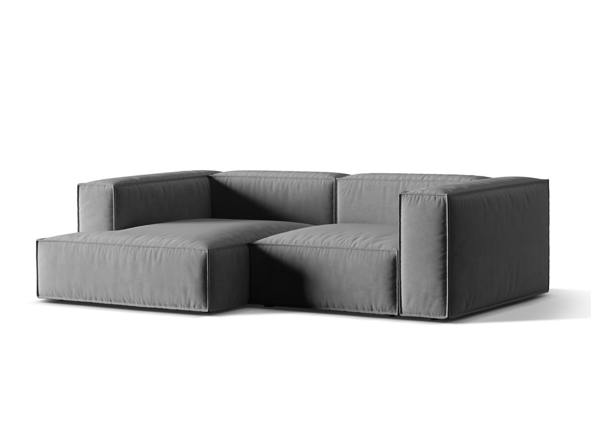 Nuria Velour Modular Ecksofa links 3 Sitzer in Grey-Paris präsentiert im Onlineshop von KAQTU Design AG. L-Sofa links ist von Micadoni