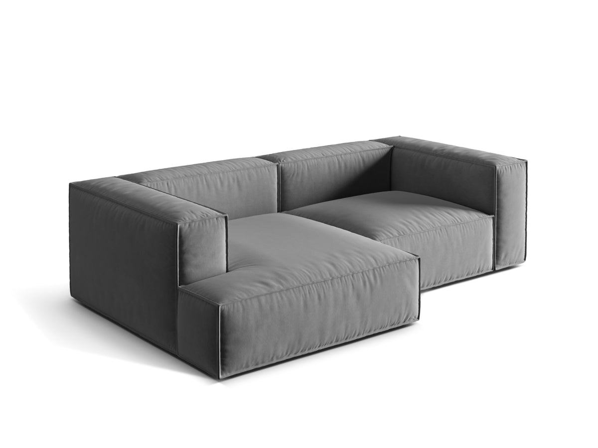 Nuria Velour Modular Ecksofa links 3 Sitzer in Grey-Paris präsentiert im Onlineshop von KAQTU Design AG. L-Sofa links ist von Micadoni