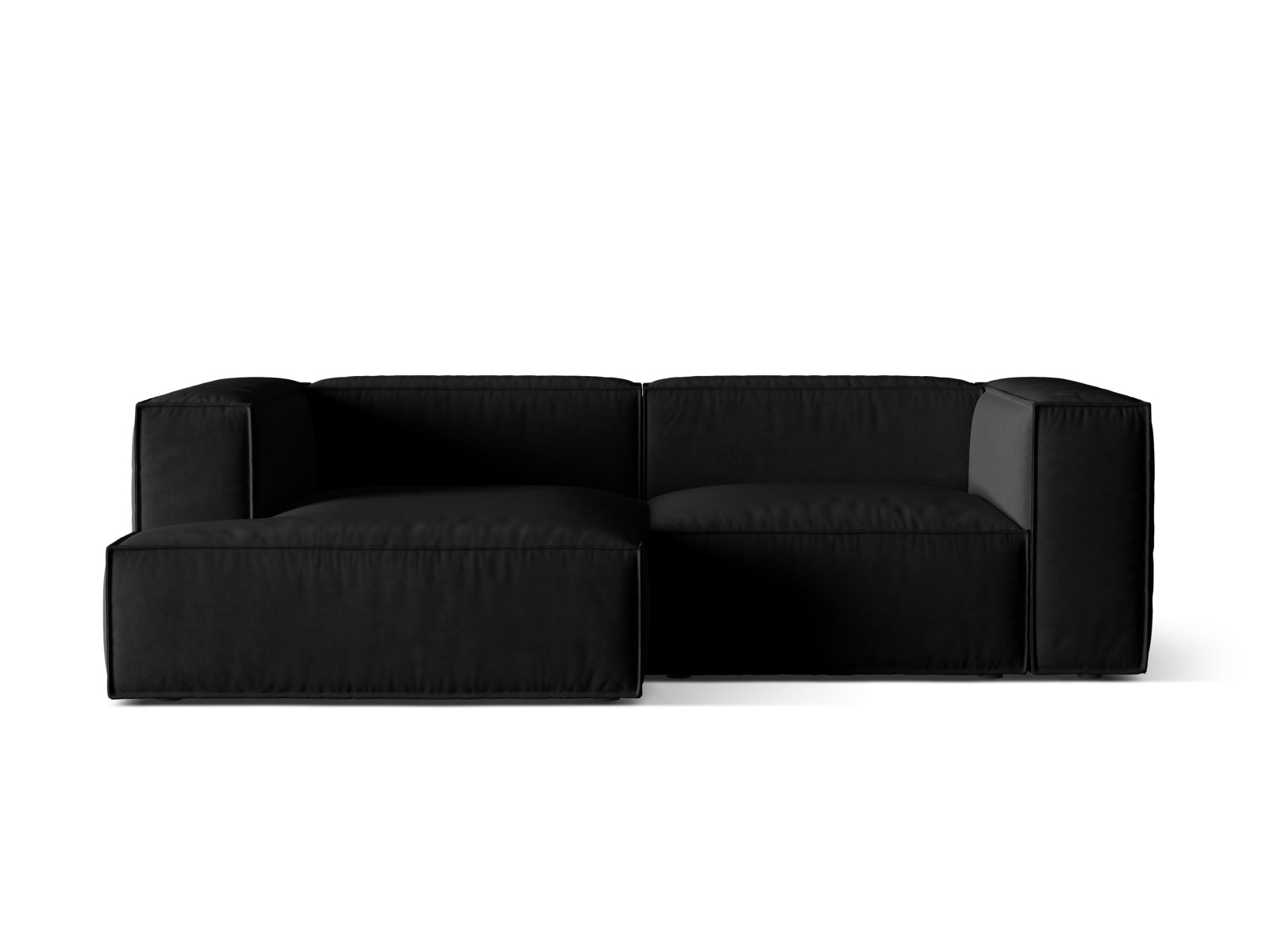 Nuria Velour Modular Ecksofa links 3 Sitzer in Black-Paris präsentiert im Onlineshop von KAQTU Design AG. L-Sofa links ist von Micadoni