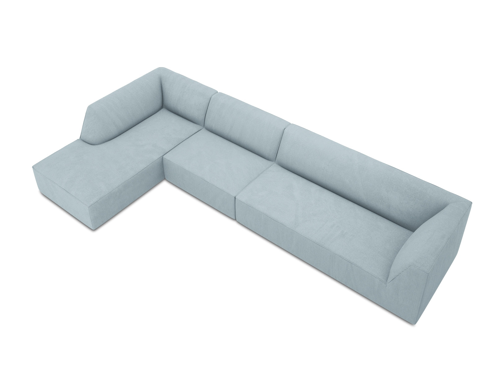 Modulares Ruby Ecksofa links, 5 Sitzer, vereint modernes Design und hohen Sitzkomfort, ideal für gemütliche Wohnzimmer von Micadoni.