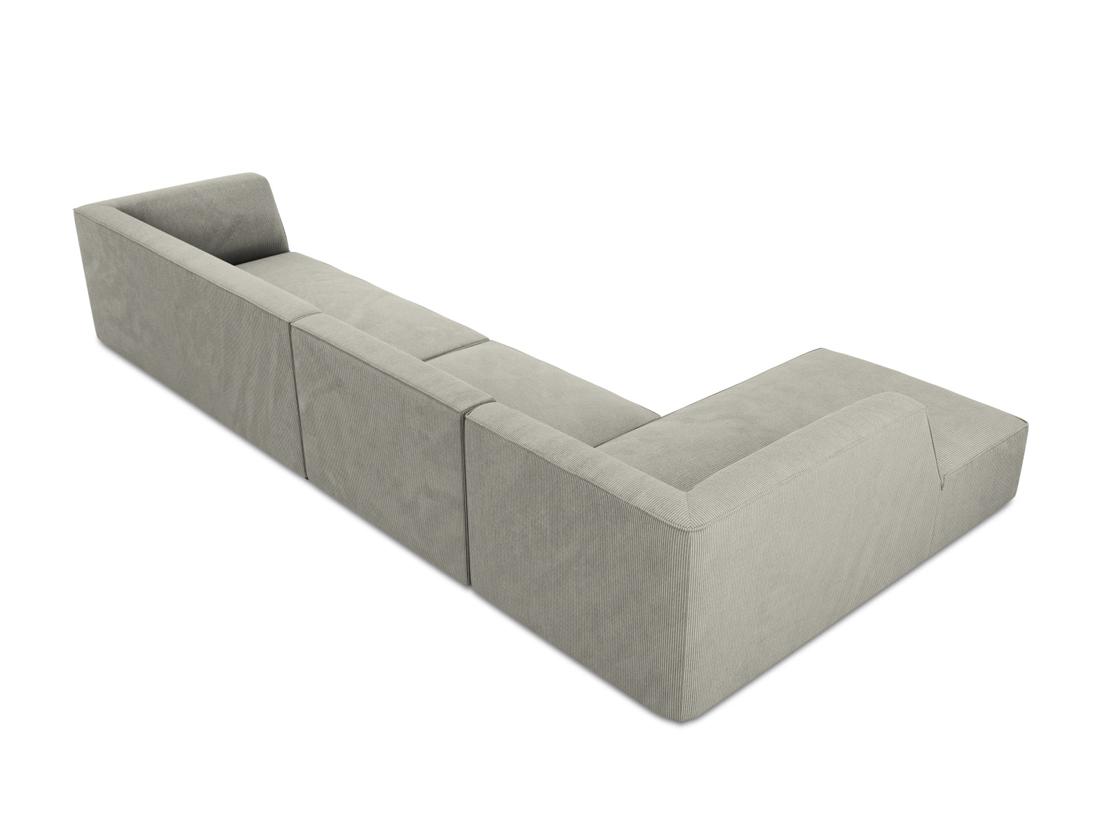 Elegantes Ruby Ecksofa links, 5-Sitzer, in dezenten Grautönen, perfekt für stilvolle Wohnräume und entspannende Auszeiten.