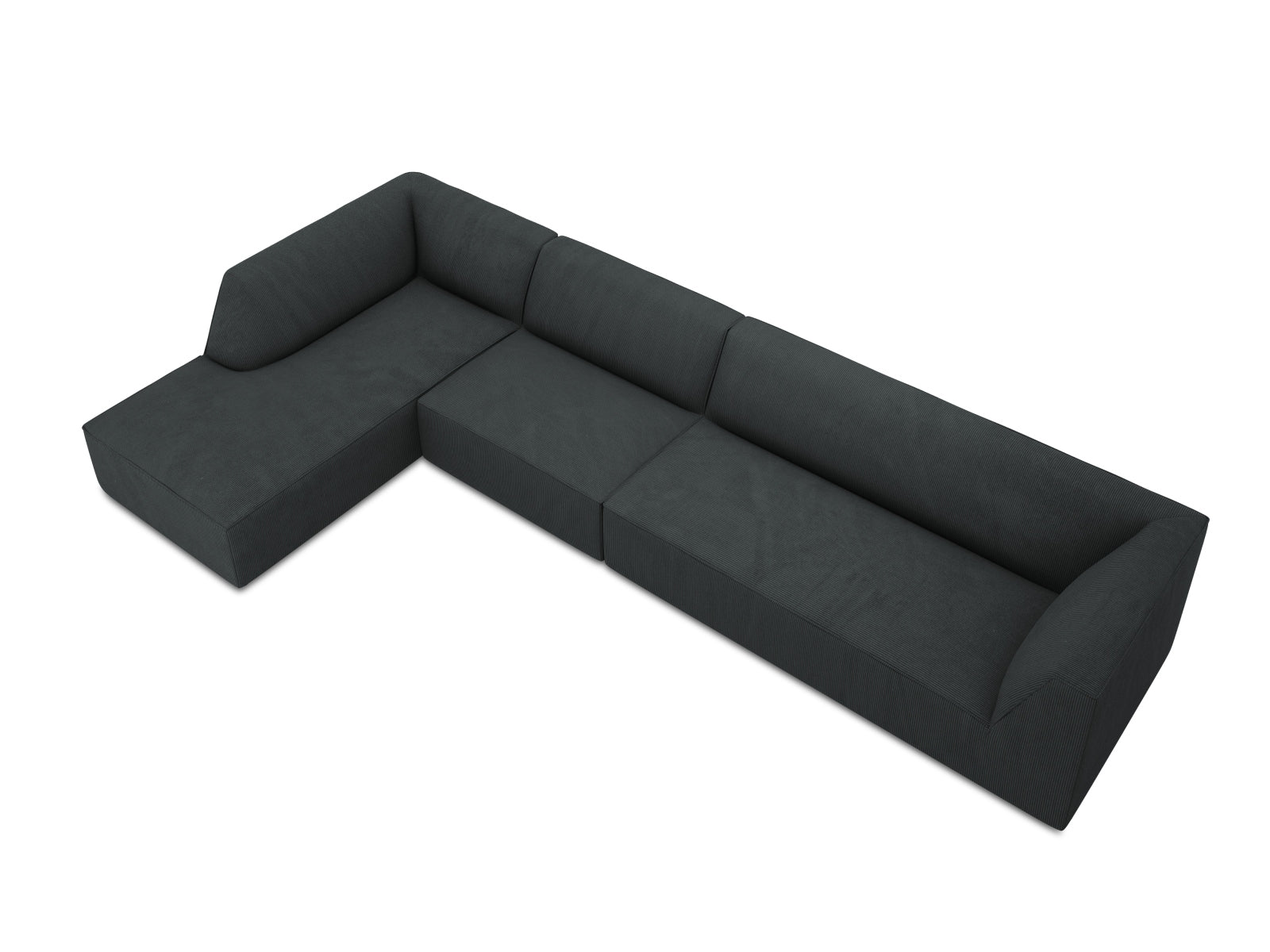 Stylisches, flexibles 5-Sitzer Ecksofa Ruby in edlem Schwarz von Micadoni, ideal für stilvolle Wohnräume und entspannte Stunden.