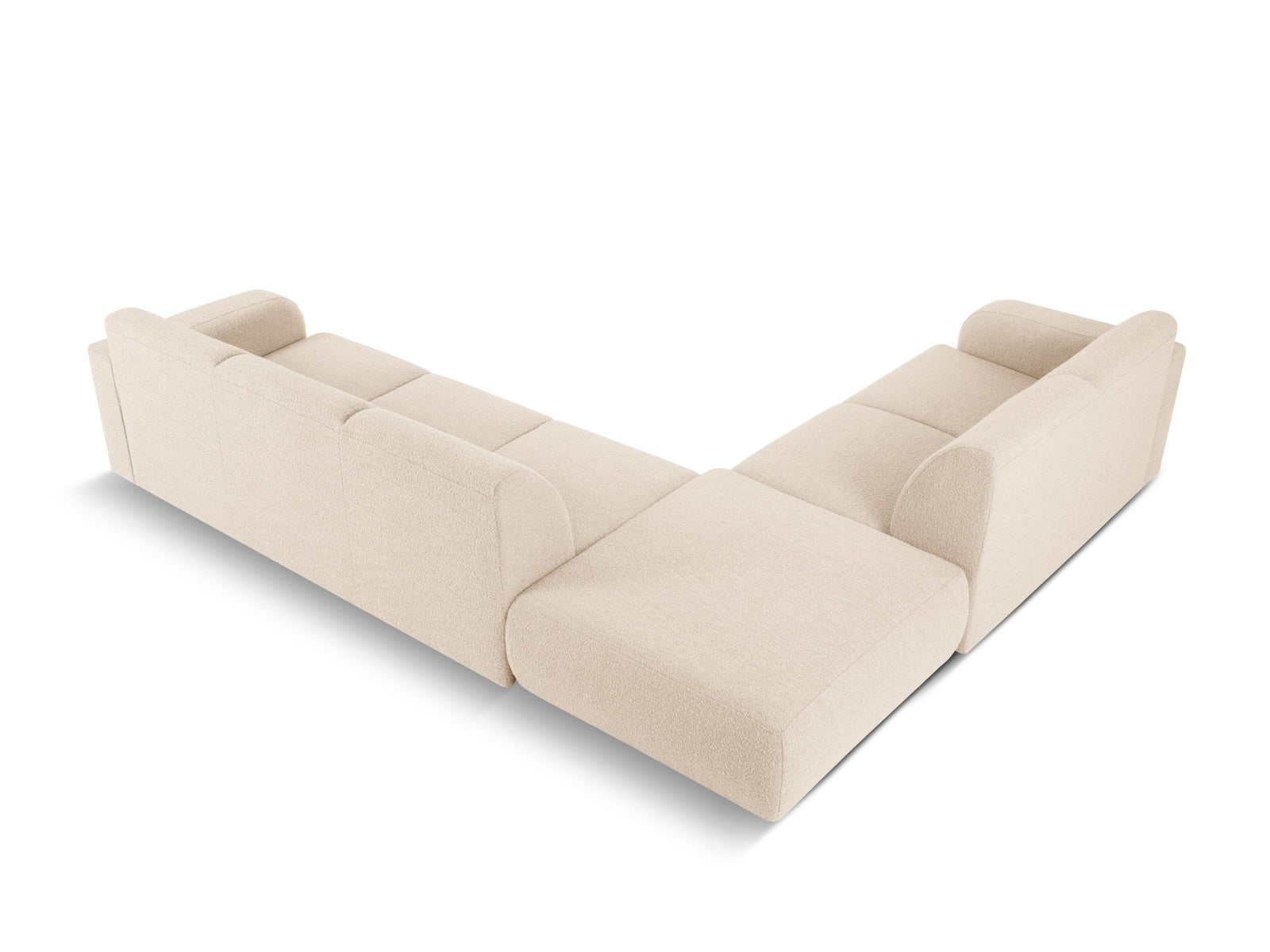 Erleben Sie das Molino Boucle Ecksofa links für 6 Personen von Micadoni – ein modernes Design, das Komfort und Funktionalität vereint.
