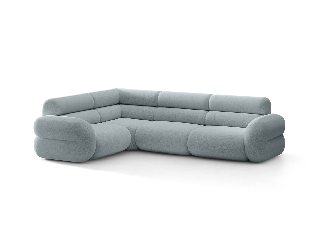 Micadoni Neo Linkes Ecksofa in Dunklem Olivgrün, L-Sofa links mit tiefer Sitzfläche, hoher Rückenlehne und schwarzen Kunststoffbeinen.