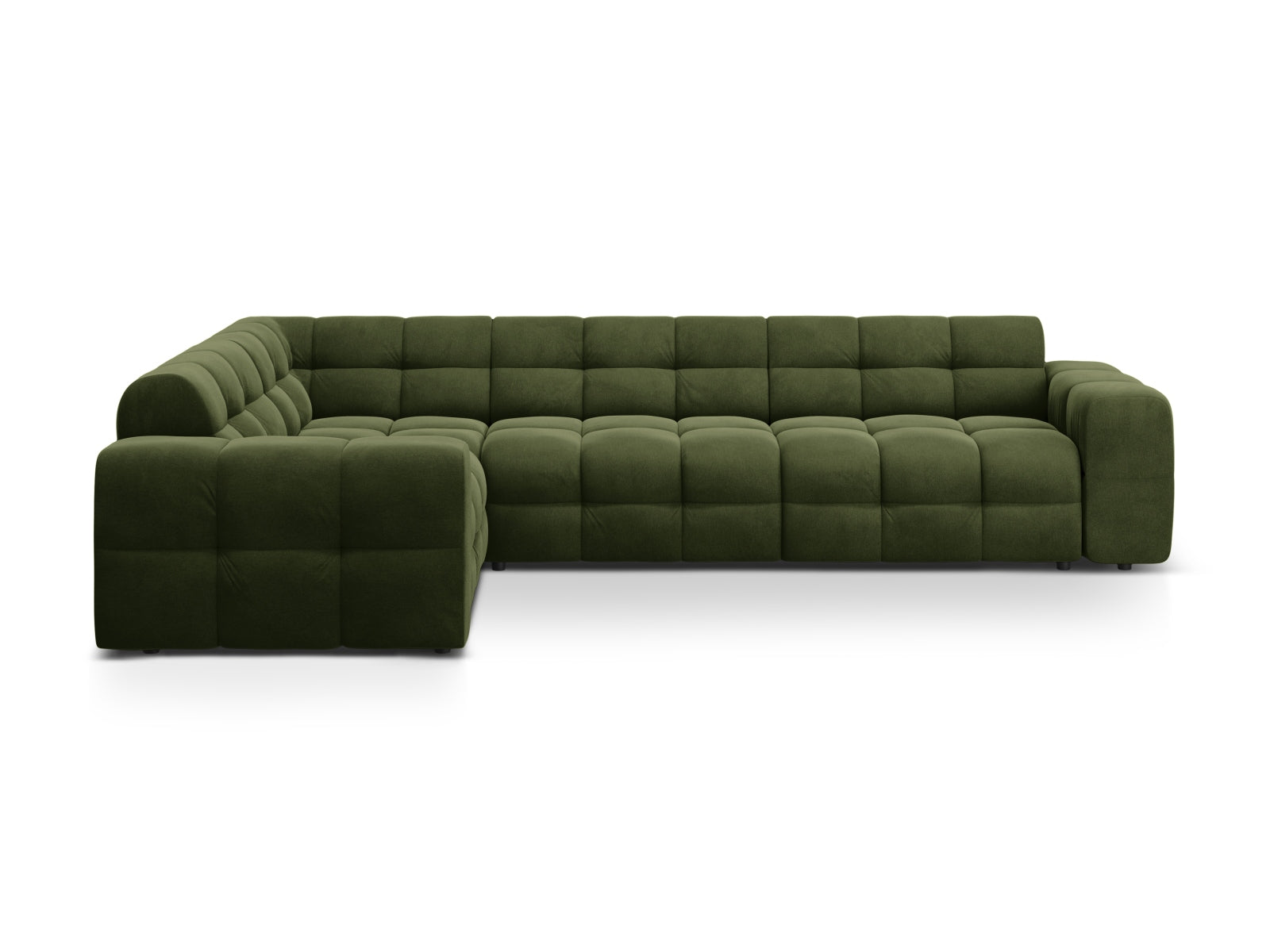 Kendal Velour links Ecksofa 6 Sitzer in Army Green präsentiert im Onlineshop von KAQTU Design AG. Ecksofa links ist von Micadoni
