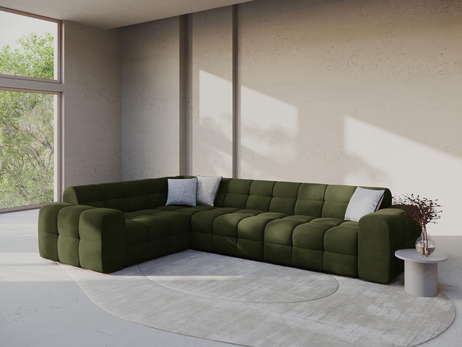 Entdecken Sie das Kendal Velour Ecksofa 6 Sitzer von Micadoni – stilvolles Design, grosszügige Sitzfläche und ultimativer Komfort für Ihr Zuhause.