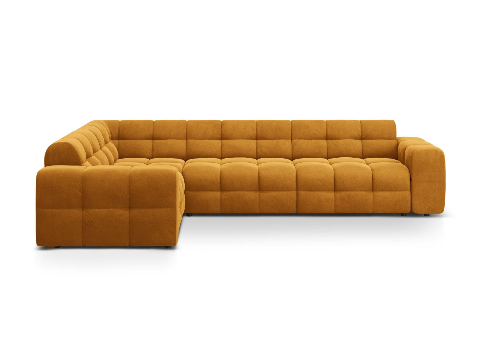 Kendal Velour links Ecksofa 6 Sitzer in Mustard präsentiert im Onlineshop von KAQTU Design AG. Ecksofa links ist von Micadoni
