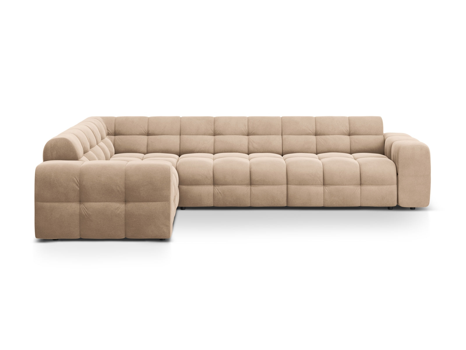 Kendal Velour links Ecksofa 6 Sitzer in Almond Beige präsentiert im Onlineshop von KAQTU Design AG. Ecksofa links ist von Micadoni