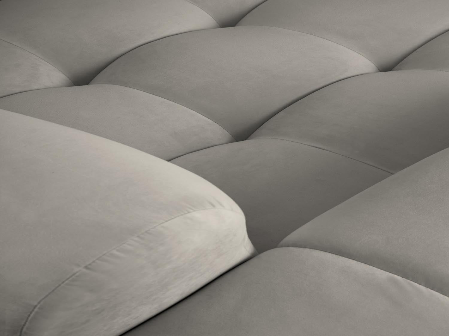 Stylisches Kendal Velour Ecksofa in Dunkelgrau, linksseitig, ideal für 6 Personen und perfektioniert das moderne Wohnambiente.