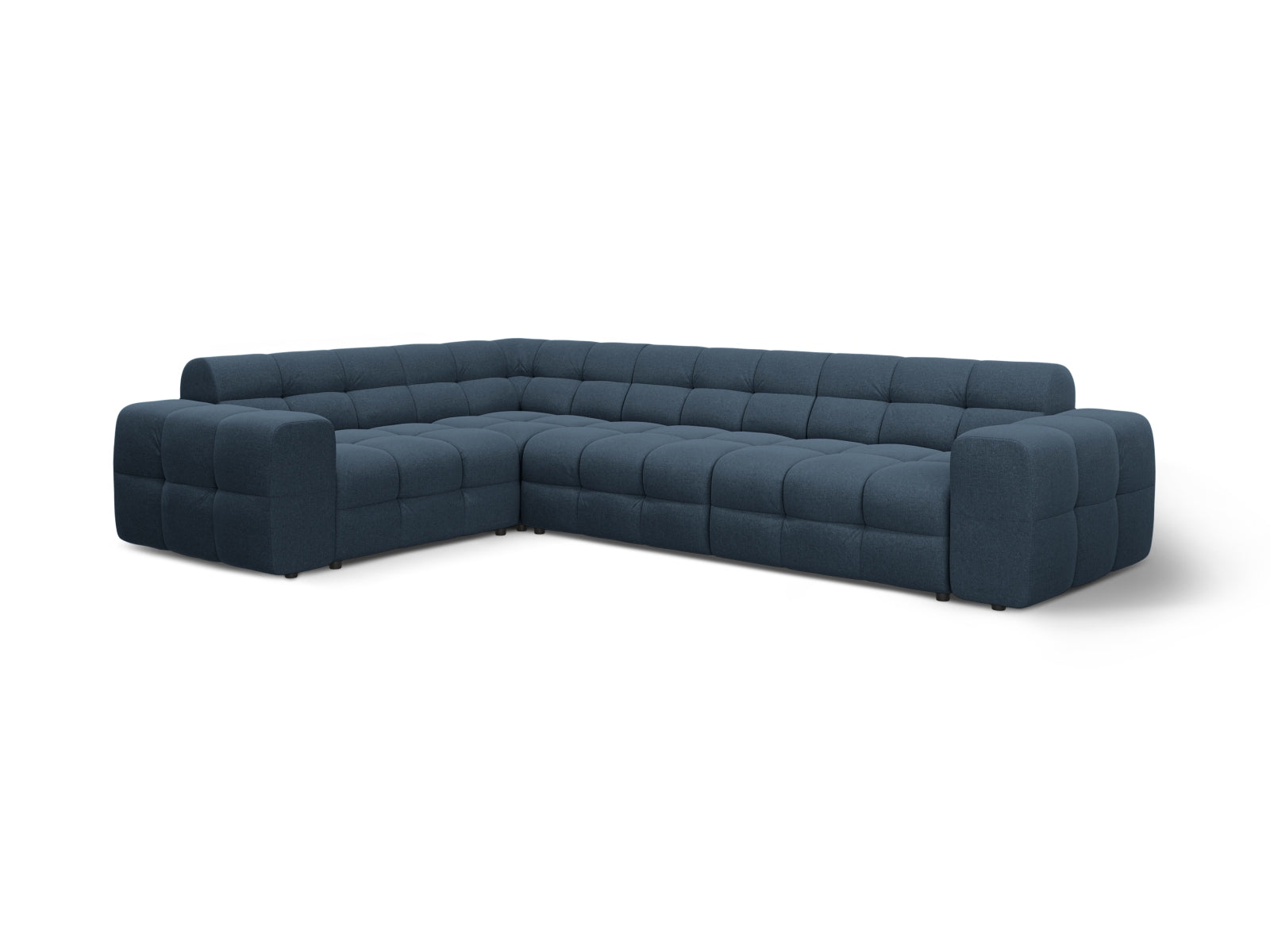 Elegantes Kendal Ecksofa links für bis zu 6 Personen in tiefem Navy Blue, perfekt für stilvolle Wohnzimmer und entspannte Zusammenkünfte.