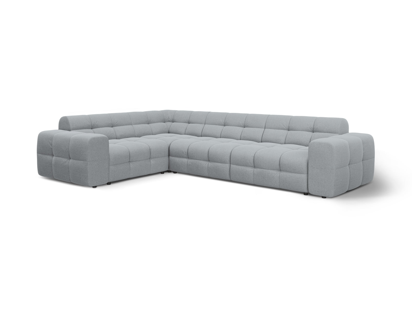 Modernes Kendal Ecksofa links für 6 Personen in edlem Platinum-Ottawa, perfekt für stilvolle Wohnzimmer und entspannte Zusammenkünfte.