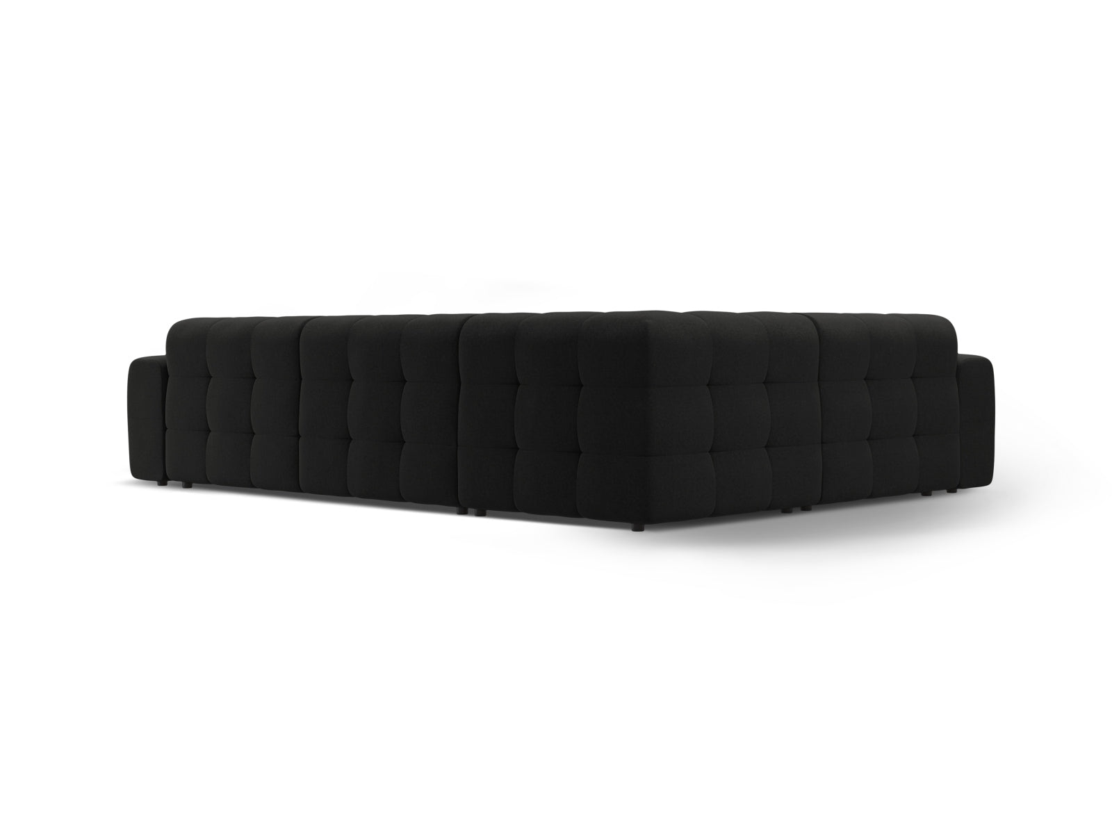 Elegantes Kendal Ecksofa links für 6 Personen in klassischem Schwarz, ideal für gemütliche Abende und moderne Wohnräume.