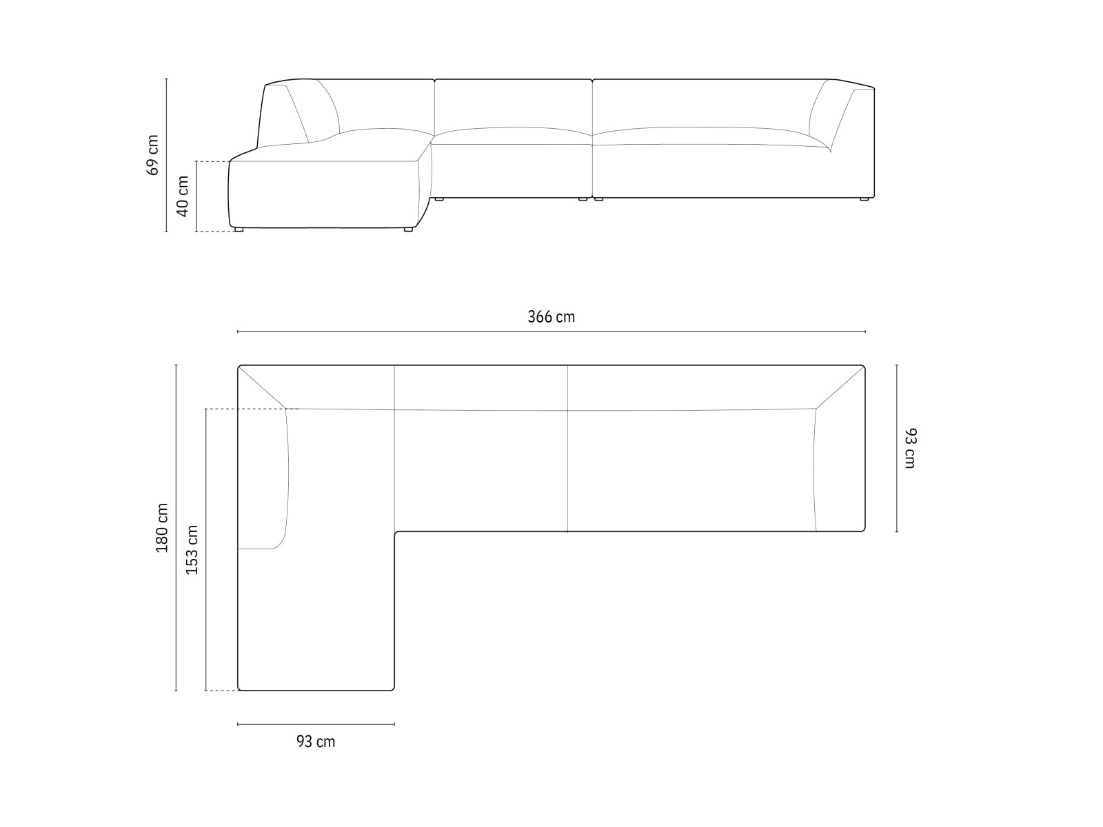 Erleben Sie das Ruby Ecksofa links 5 Sitzer von Micadoni – ein elegantes, modulares Sofa, das Komfort und Stil in Ihr Wohnzimmer bringt.