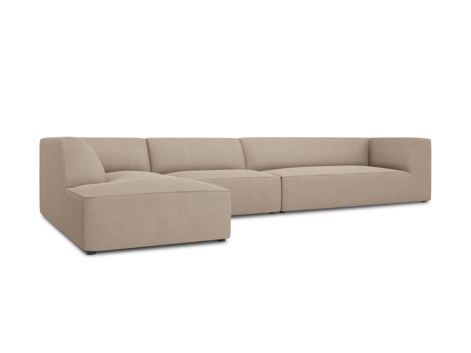 Modernes Ruby Ecksofa in Dunkelbeige, 5-Sitzer, perfekt für gemütliche Wohnzimmer, erhältlich bei Micadoni.