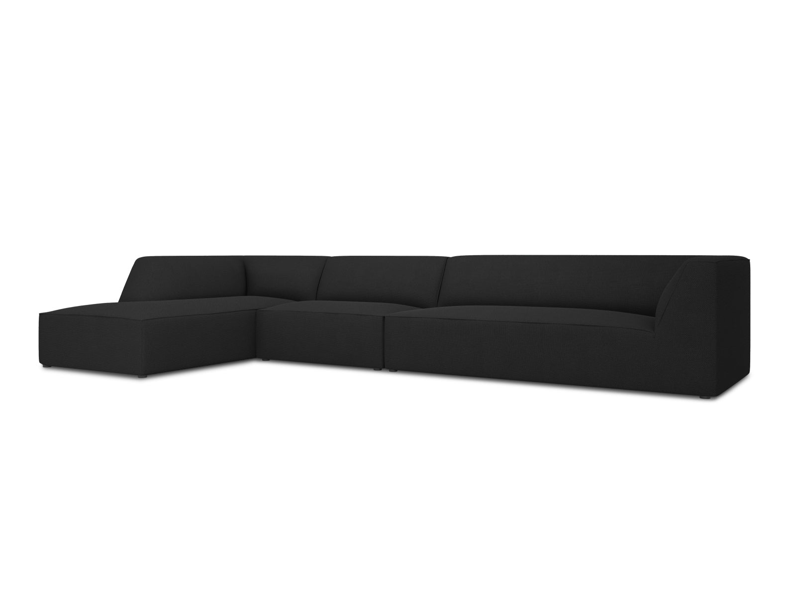 Stylisches Ruby Ecksofa links, 5-Sitzer, modulares Design von Micadoni, ideal für moderne Wohnräume, in elegantem Schwarz-Ottawa.