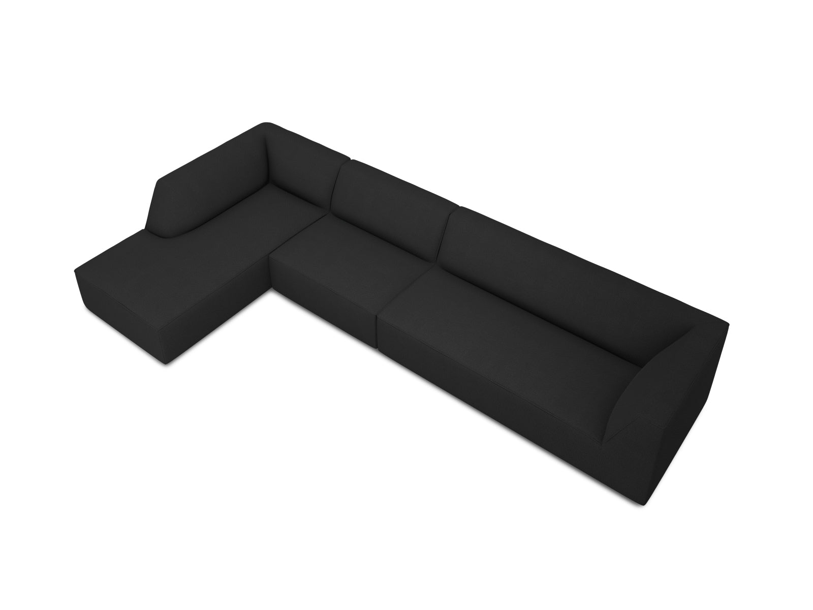 Modernes 5-Sitzer Ecksofa Ruby von Micadoni, linksseitig, ideal für gemütliche Wohnräume, in elegantem Schwarz-Ottawa.