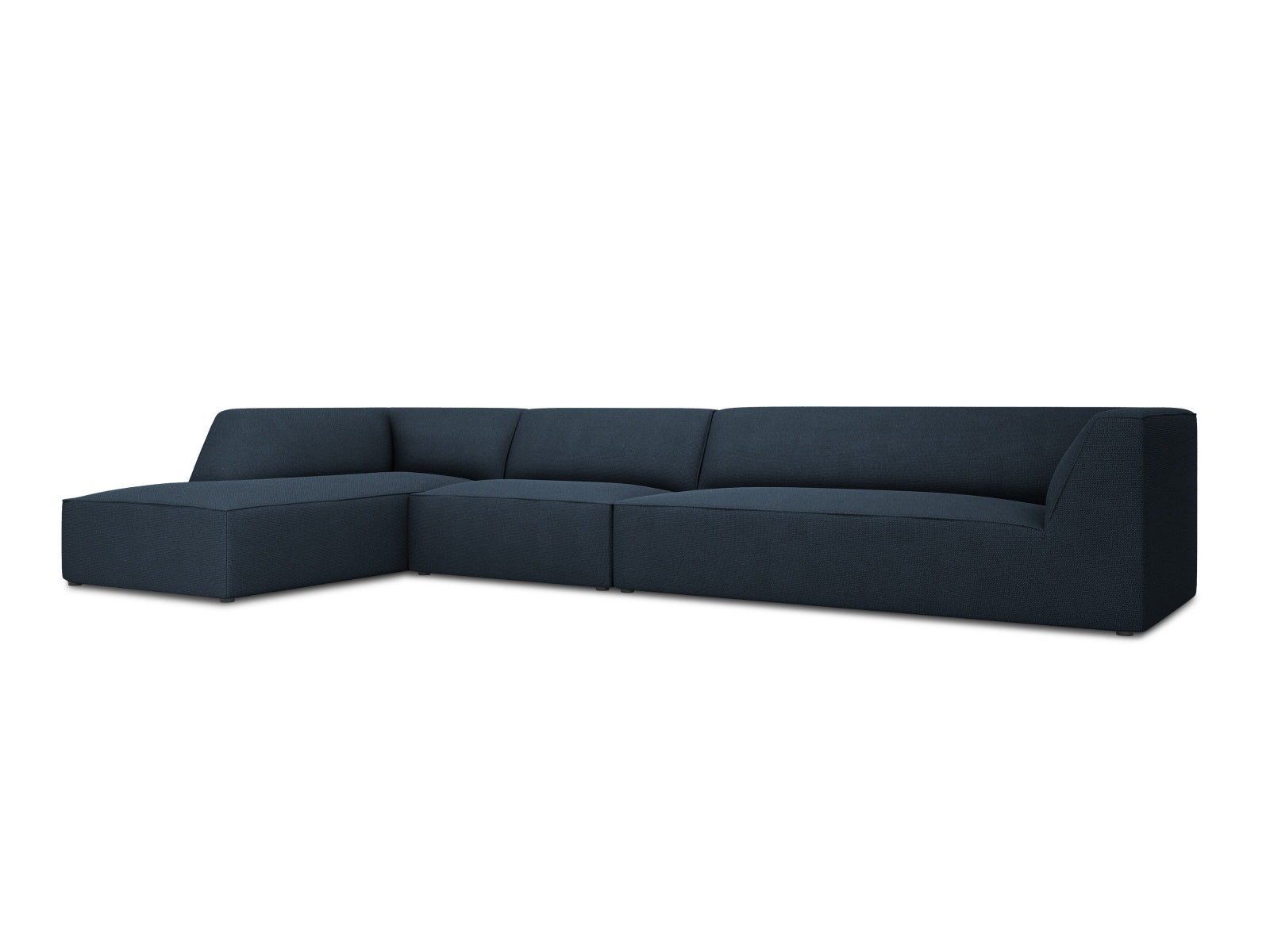 Elegantes Ruby Modulares Ecksofa links 5 Sitzer in stilvollem Navy Blue, ideal für moderne Wohnräume, erhältlich bei KAQTU Design AG.