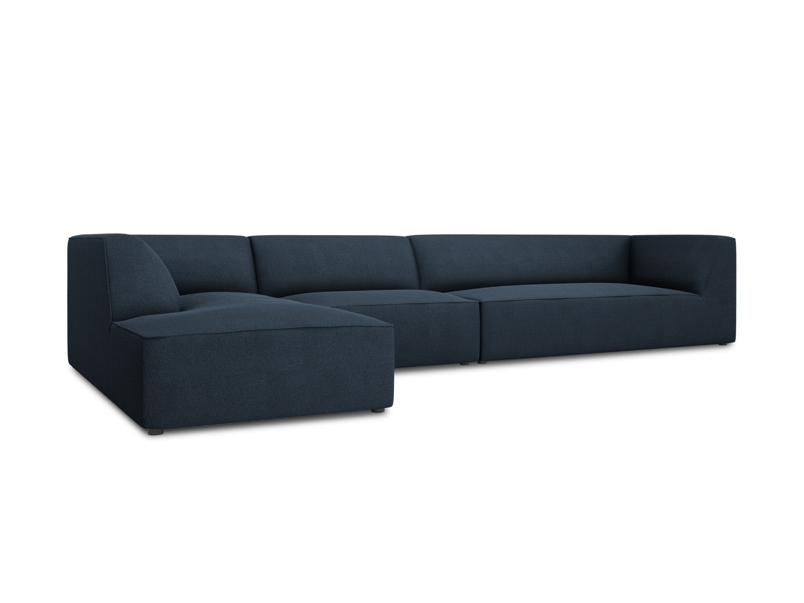 Stylisches Ruby Modulares Ecksofa links 5 Sitzer in edlem Navy Blue, perfekt für zeitgemäße Wohnkonzepte und gemütliche Abende.