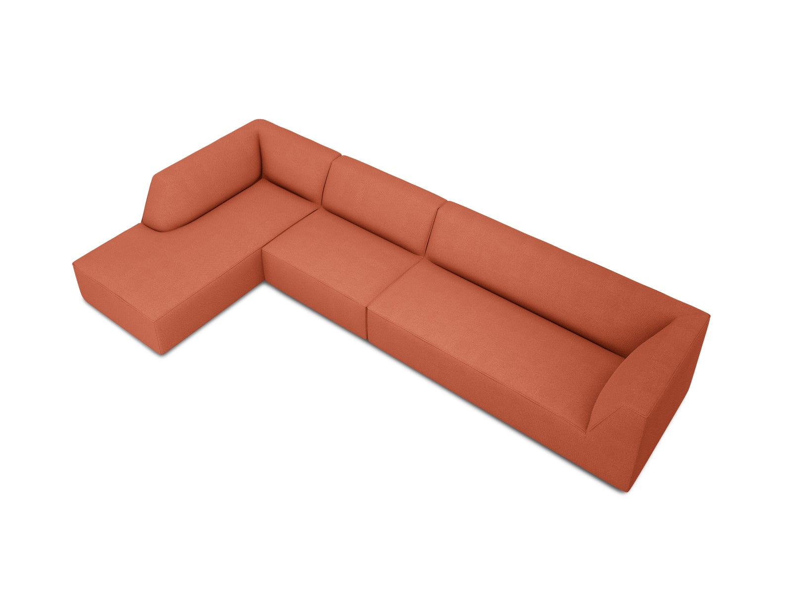 Stylisches, modulares 5-Sitzer Ecksofa Ruby in linker Variante, ideal für entspannte Abende und elegantes Wohndesign von Micadoni.