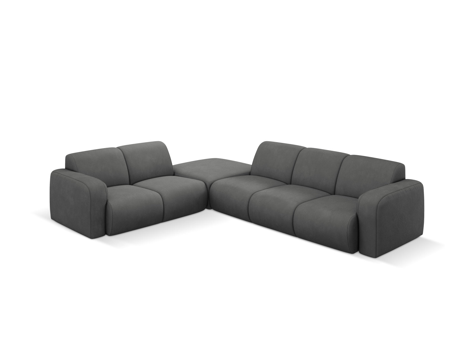 Stylisches Molino Ecksofa links für 6 Personen in Dunkelgrau, ideal für moderne Wohnräume, erhältlich bei KAQTU Design AG.