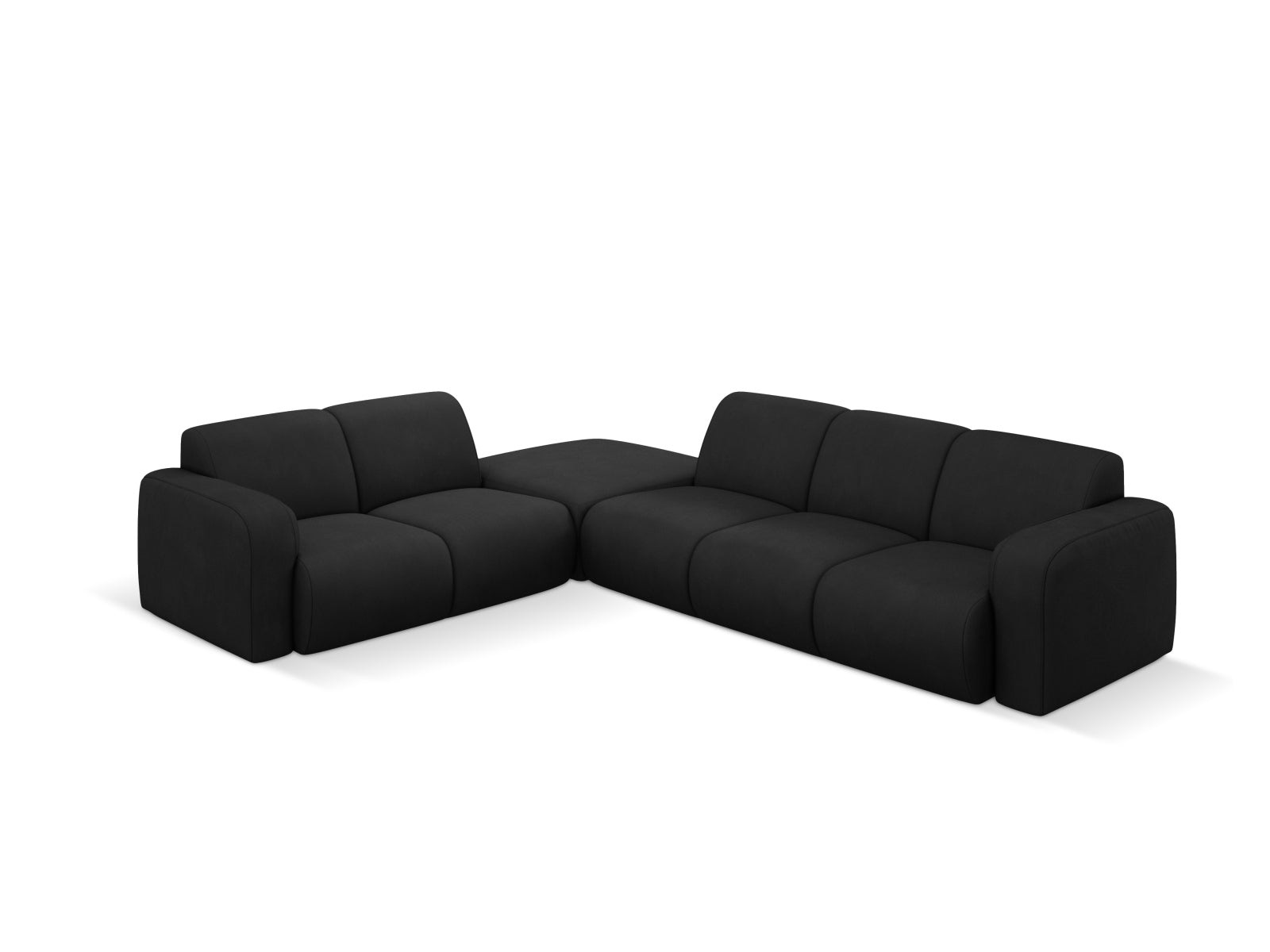 Geräumiges und modernes Molino Ecksofa links für 6 Personen in edlem Black-Rebel, perfekt für stilvolle Wohnzimmer und entspannte Stunden.