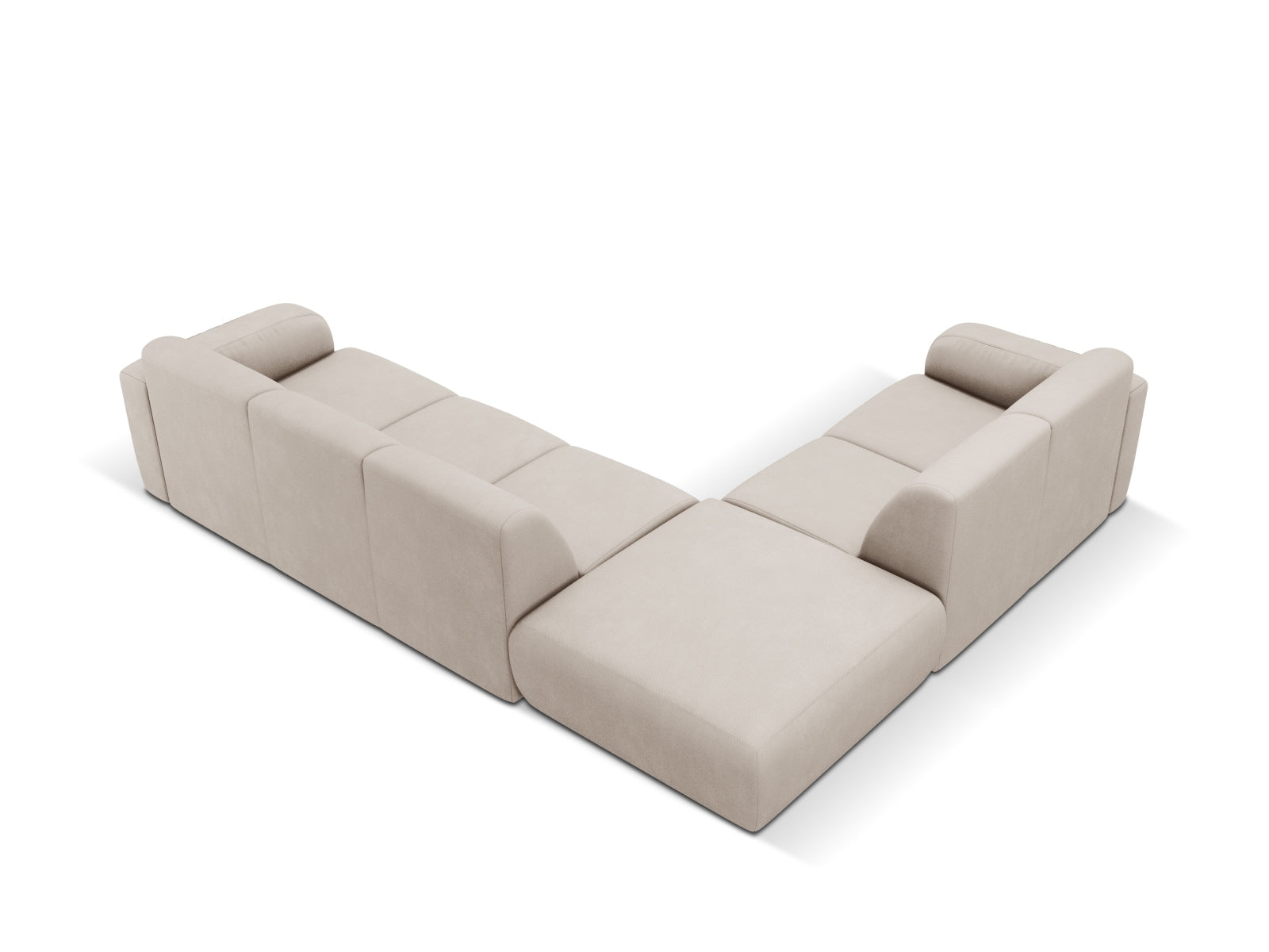 Elegantes, beiges Ecksofa Molino von Micadoni, ideal für gesellige Runden, bietet Platz für bis zu sechs Personen und vereint Komfort mit modernem Stil.