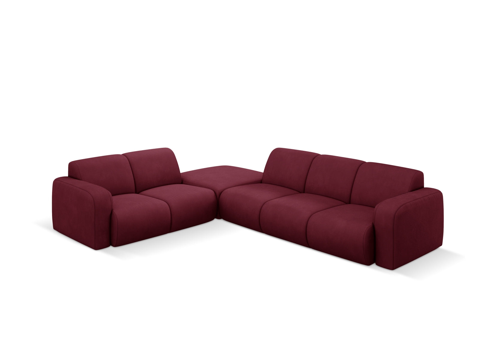 Stylisches Molino Ecksofa links für 6 Personen in elegantem Bordeaux, ideal für moderne Wohnräume und gemütliche Abende.