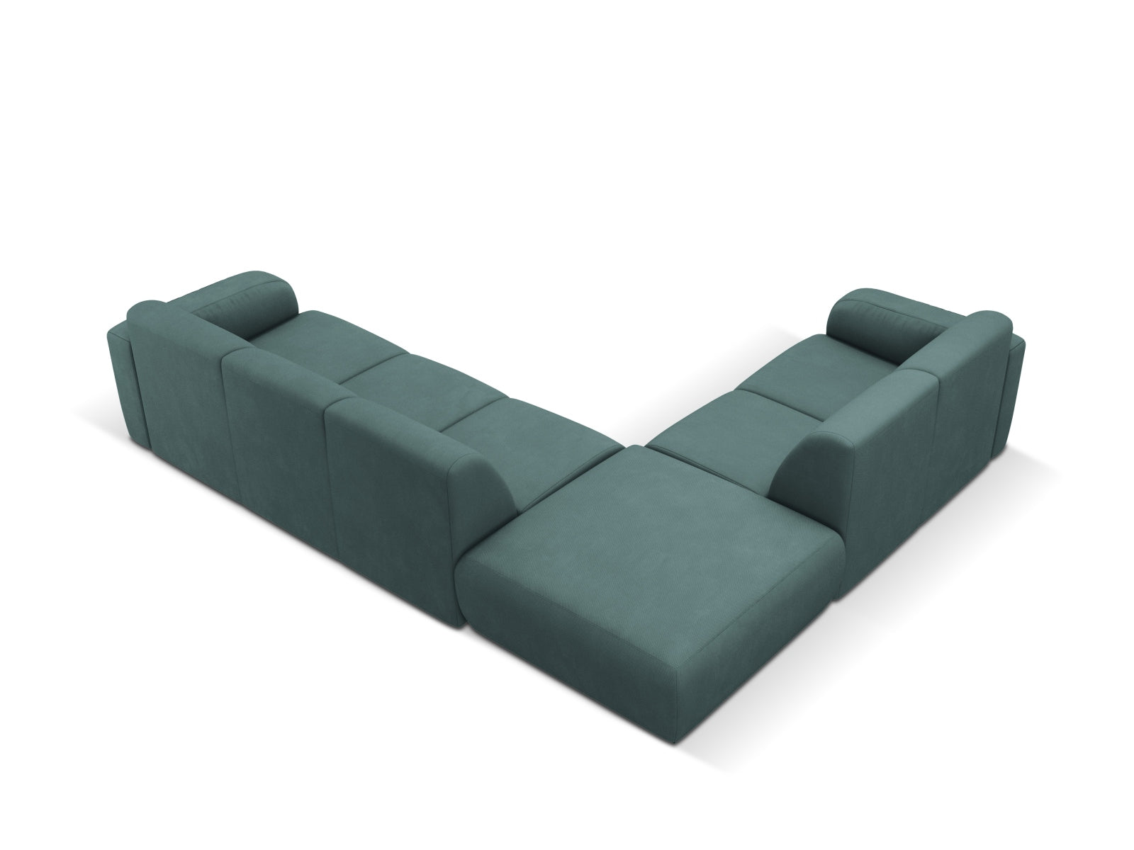 Geräumiges und modernes Molino Ecksofa links für 6 Personen in einem ansprechenden Sea Green, perfekt für stilvolle Wohnzimmer.