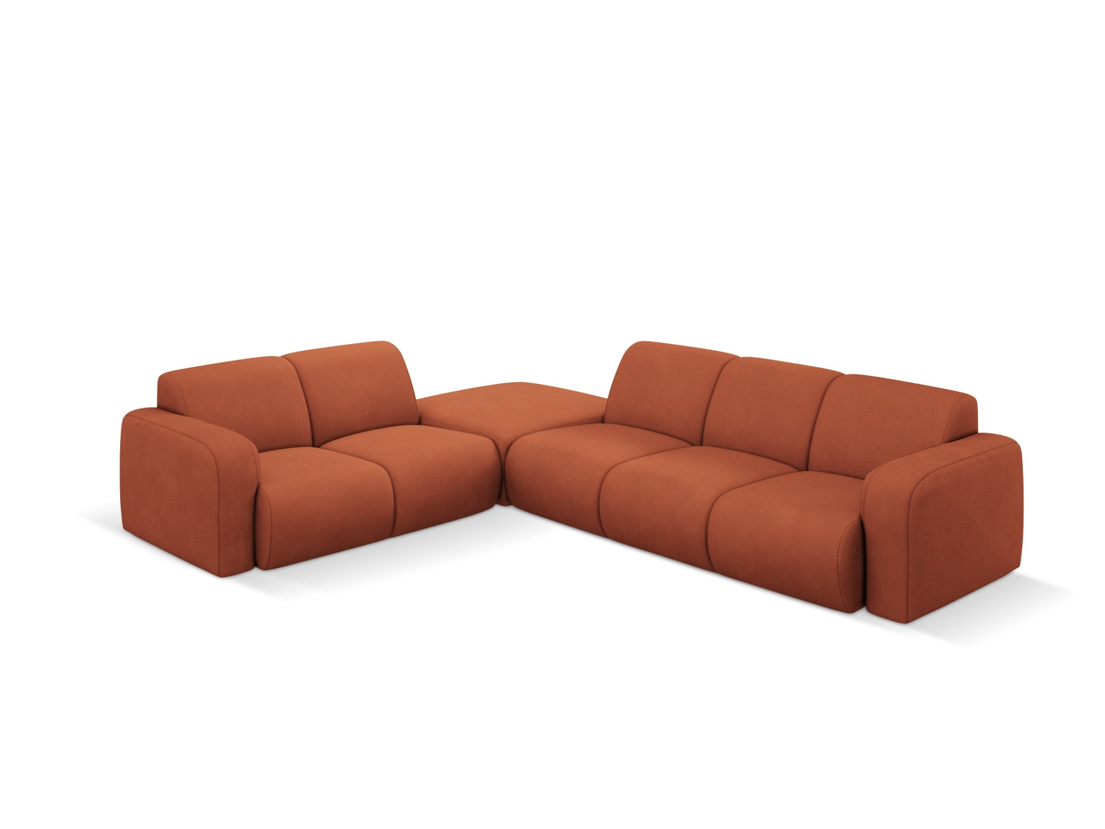 Stylisches Molino Ecksofa links für 6 Personen in lebhaftem Orange, ideal für moderne Wohnräume und gemütliche Abende.