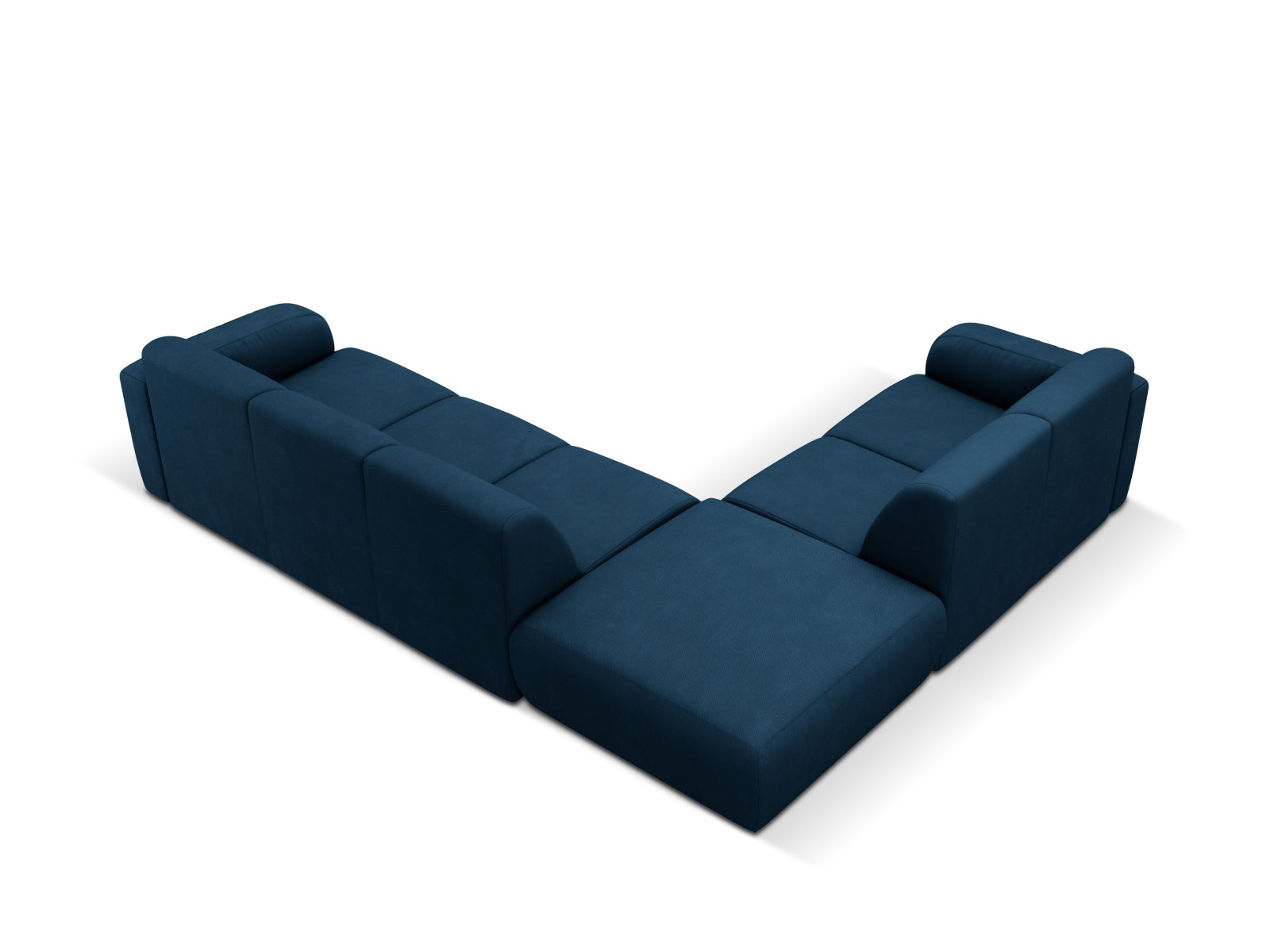 Elegantes linksseitiges Ecksofa Molino für 6 Personen in Royal Blue-Rebel, perfekt für stilvolle Wohnzimmergestaltung.
