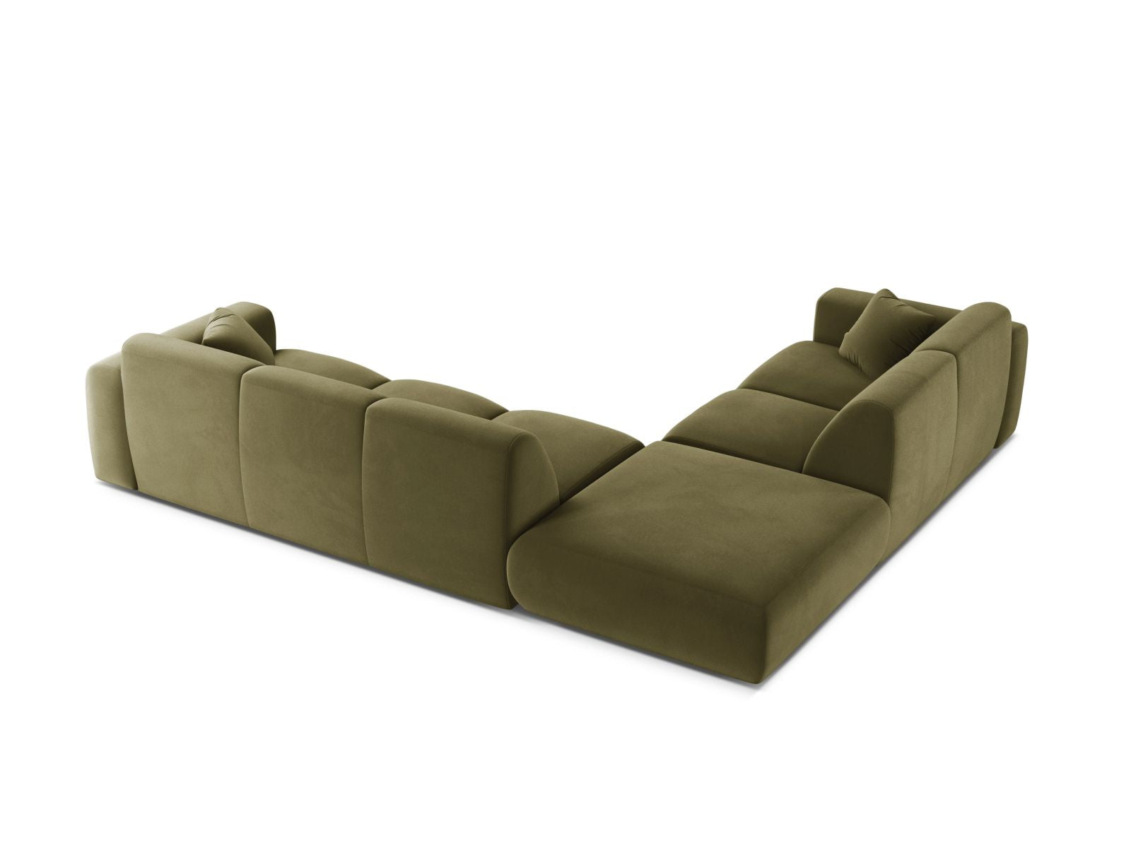 Modernes 6-Sitzer Ecksofa links Molino in sanftem Hellgrün, ideal für gemütliche und stilvolle Wohnräume, gefertigt von Micadoni.