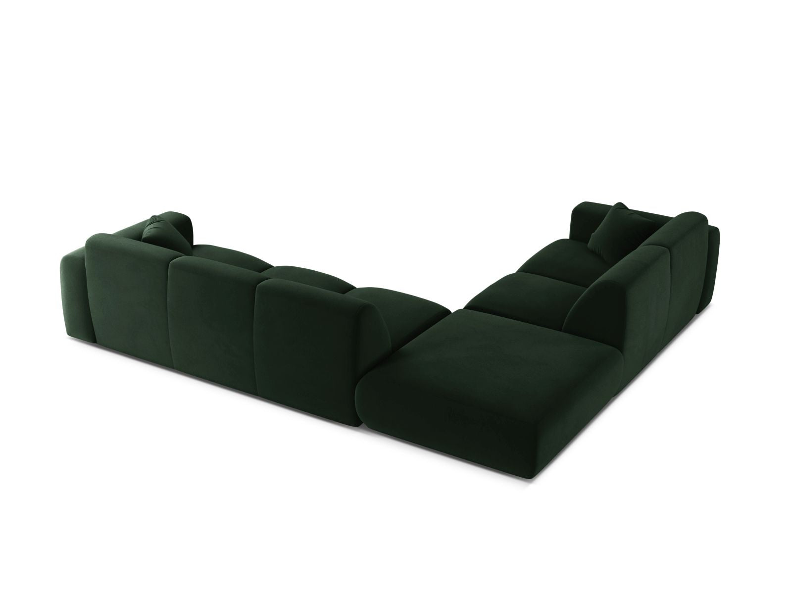 Elegantes 6-Sitzer Ecksofa links Molino in sattem Flaschengrün, ideal für stilvolle und einladende Wohnräume von Micadoni.