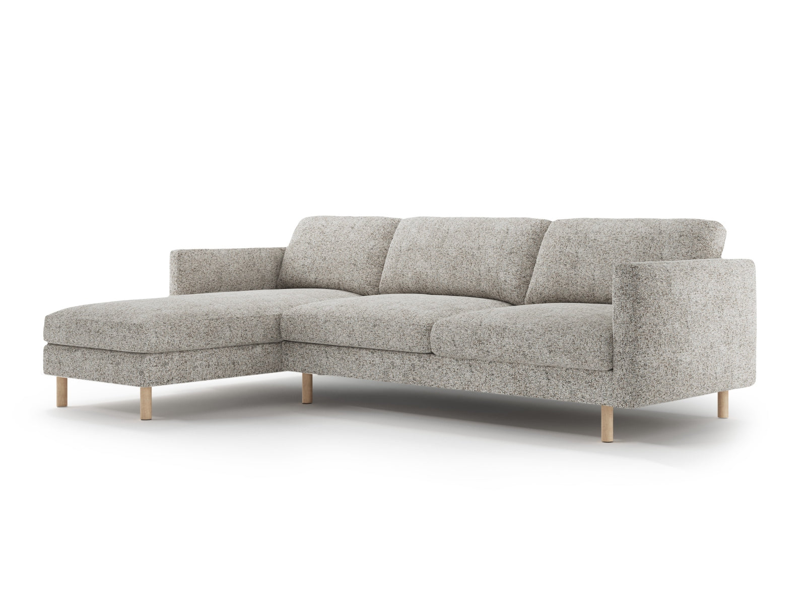 Beige Melange-Puente Eden Ecksofa links 4 Sitzer von Micadoni, stilvolles und modernes Design für Ihr Wohnzimmer.