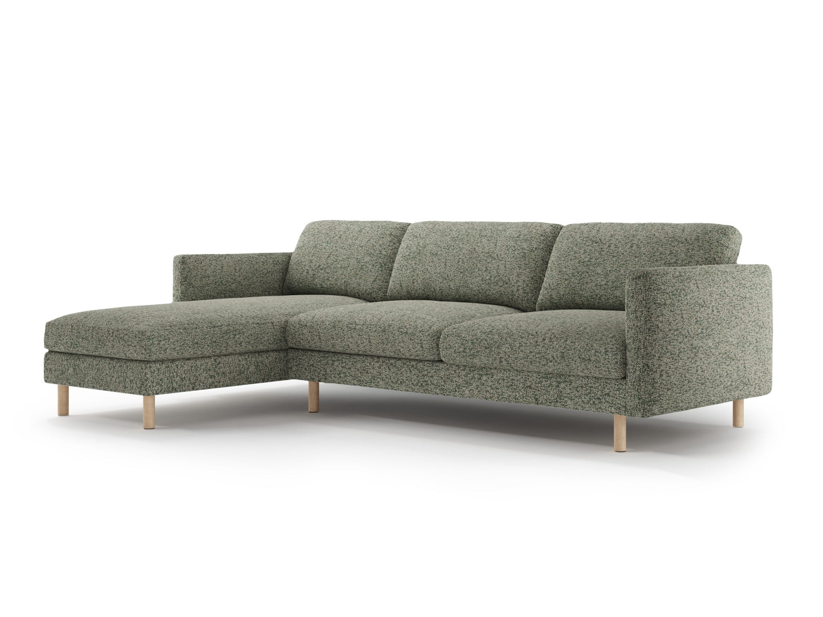 Elegantes Eden Ecksofa links in Moss Green Melange-Puente, ideal für stilvolle Wohnräume, präsentiert von Micadoni.