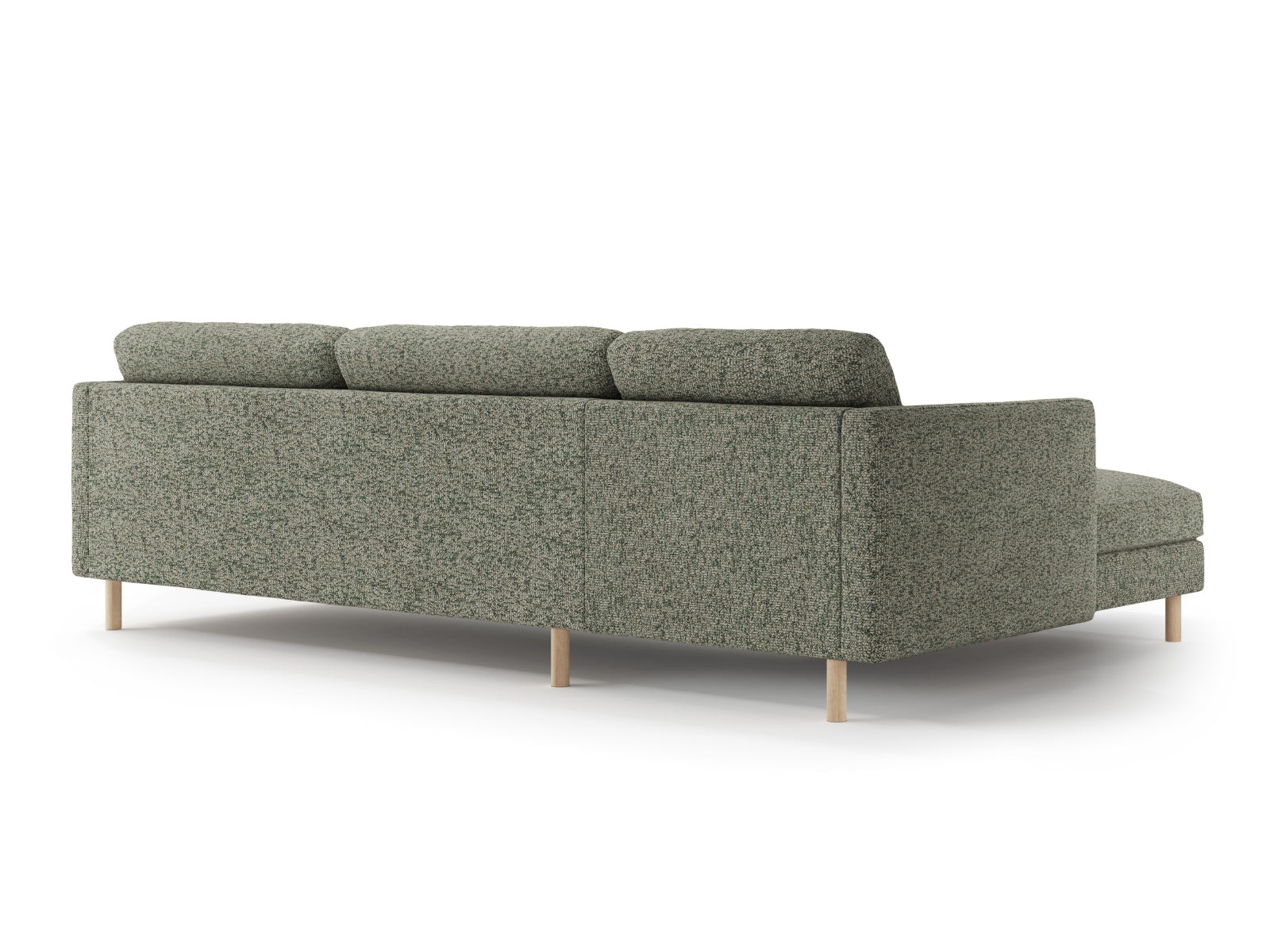 Modernes 4-Sitzer Eden Ecksofa links in edlem Moss Green Melange-Puente, perfekt für gemütliche und stilvolle Wohnlandschaften.
