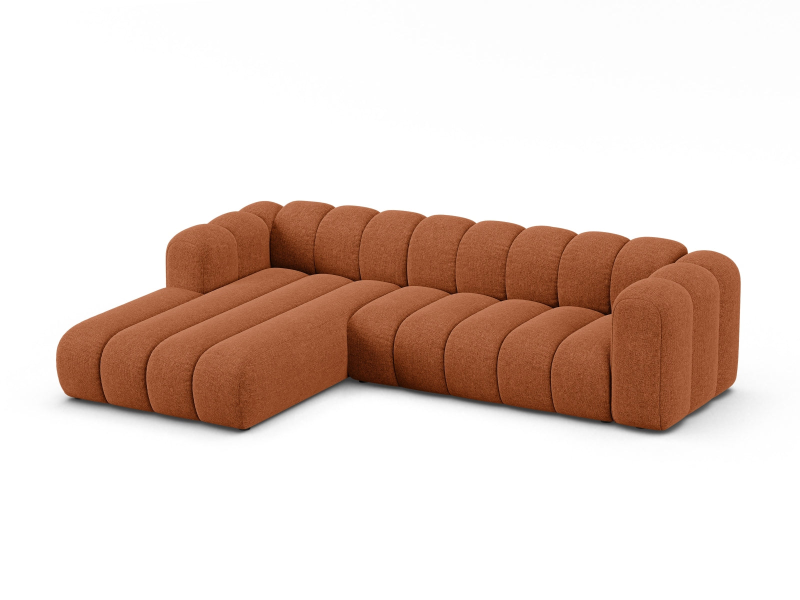 Modulares 4-Sitzer Ecksofa links von Micadoni in Brick-Eden, perfekt für moderne Wohnkonzepte und gemütliche Abende.