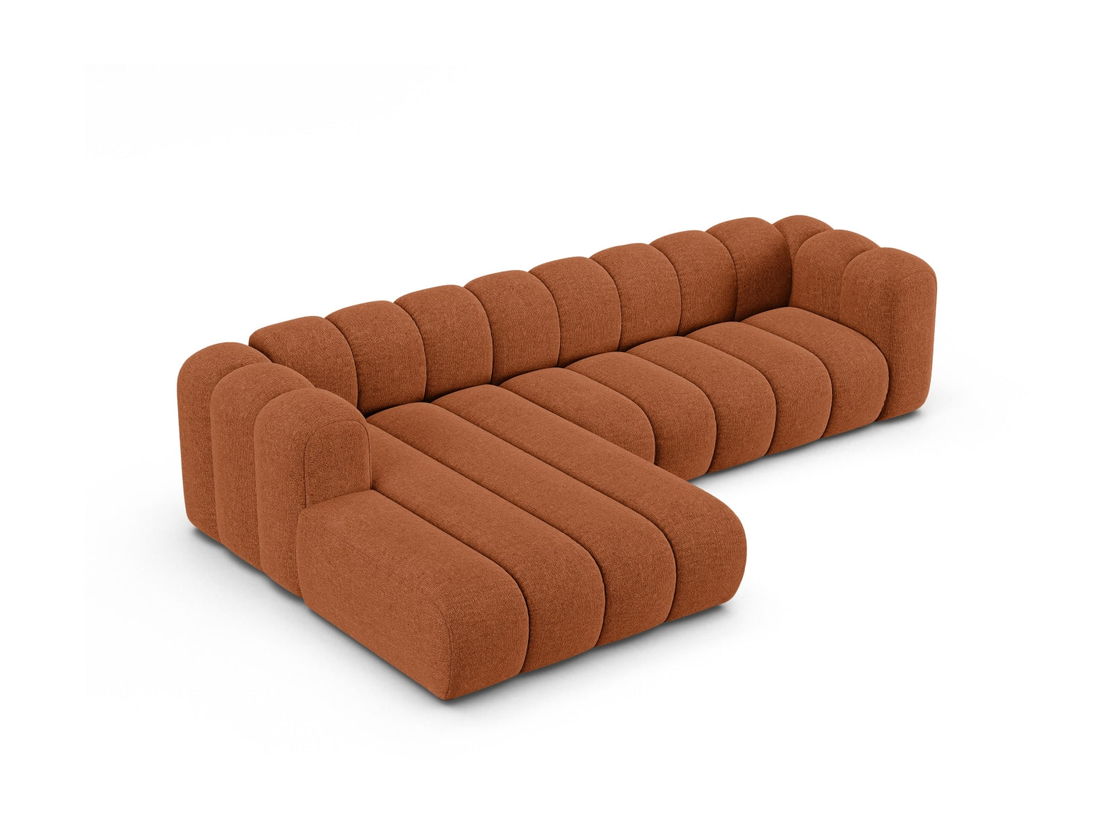 Entdecken Sie das Lupine 4-Sitzer Ecksofa links von Micadoni – modernes Design, hervorragender Sitzkomfort und vielseitige Anpassungsmöglichkeiten für Ihr Wohnzimmer.