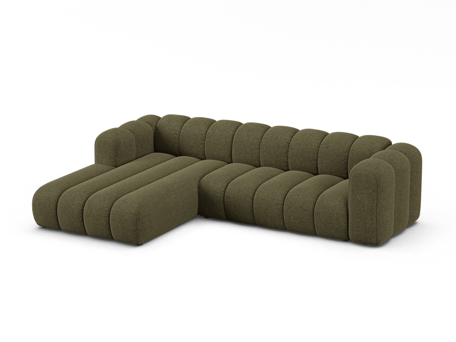 Modernes, flexibles 4-Sitzer Ecksofa links in der trendigen Farbe Green-Eden von Micadoni, perfekt für gemütliche und stilvolle Wohnbereiche.