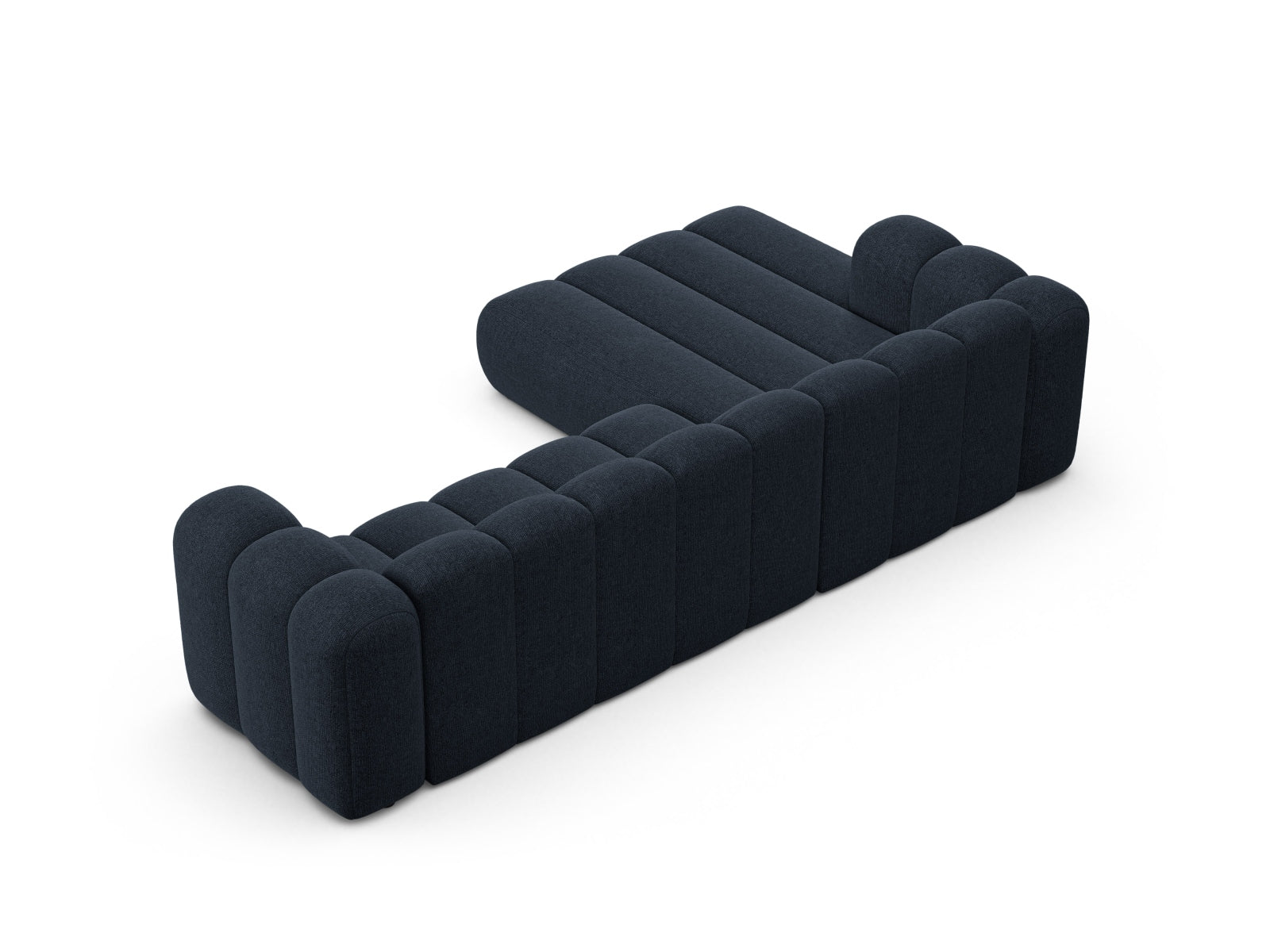 Stilvolles, modulares Ecksofa links in edlem Navy Blue von Micadoni, perfekt für entspannte Stunden und zeitgemäße Einrichtung.