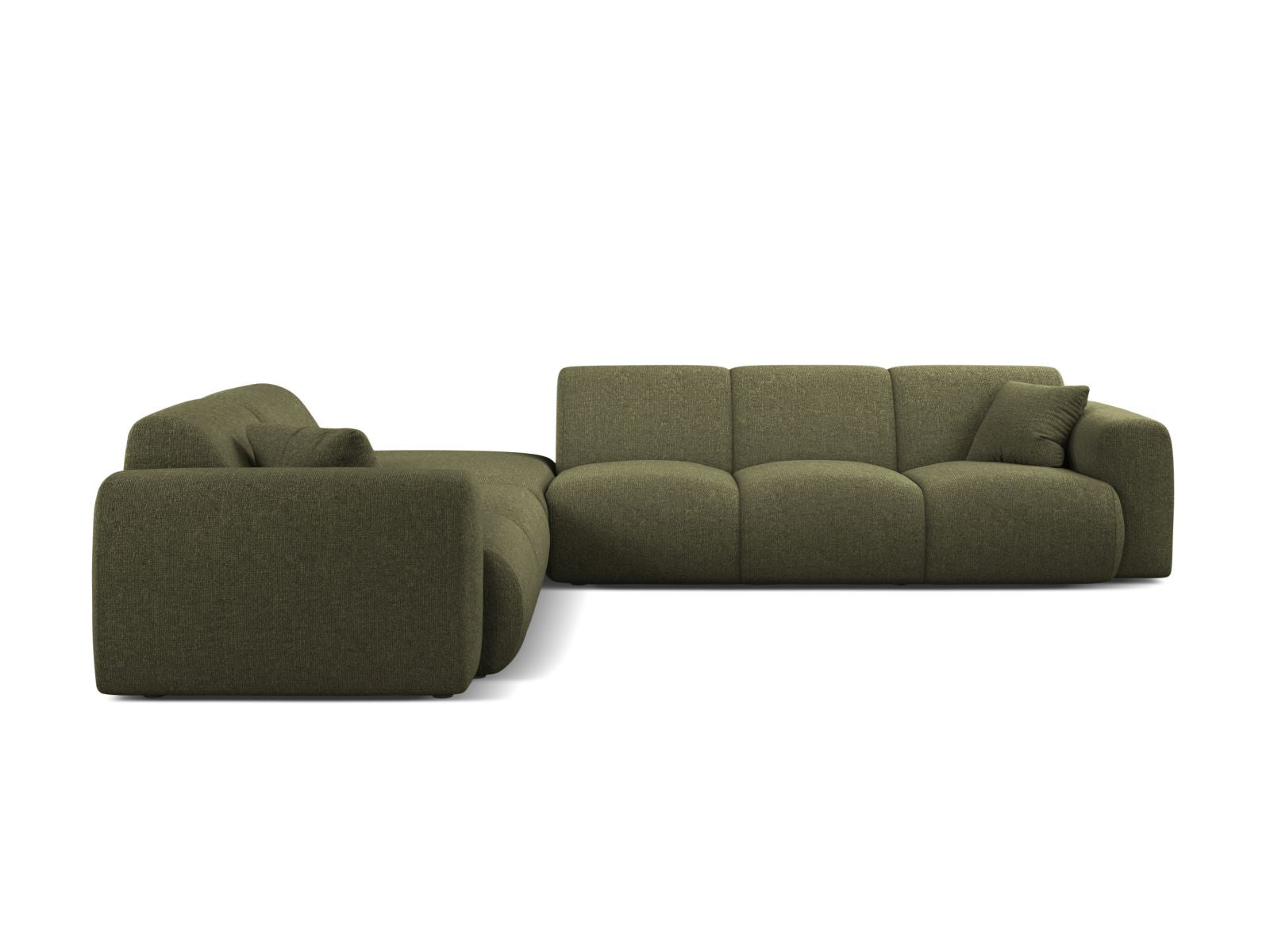 Elegantes 6-Sitzer Ecksofa links Molino in stilvollem Grün, ideal für moderne Wohnräume, von Micadoni.