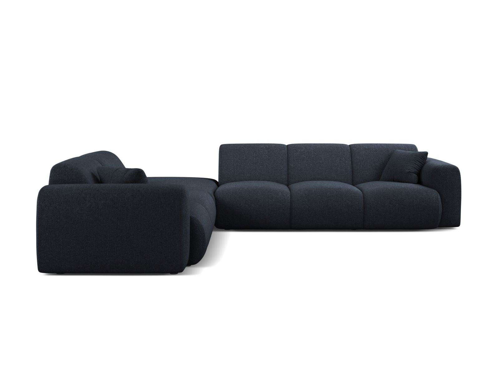 Elegantes 6-Sitzer Ecksofa links Molino in Navy Blue-Eden, ideal für stilvolle Wohnräume, von Micadoni.