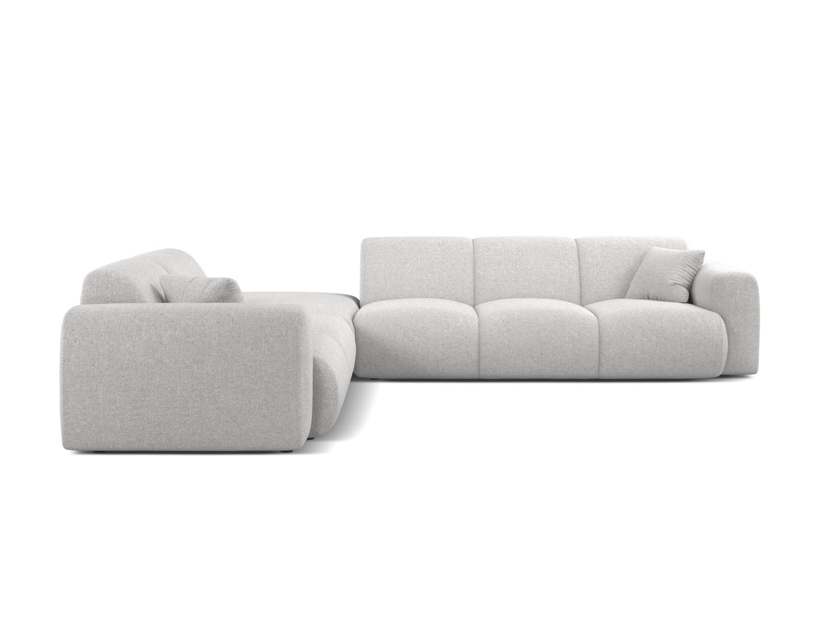 Elegantes 6-Sitzer Ecksofa links Molino in stilvollem Silver-Eden, ideal für moderne Wohnräume und gemütliche Abende.