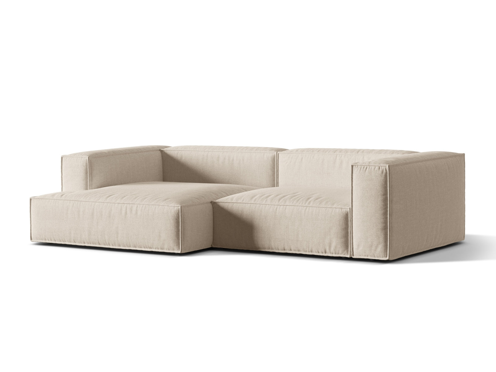 Beige-modulares 4-Sitzer Ecksofa links Nuria von Micadoni, stilvolles Design für modernen Wohnraum, bequem und funktional.