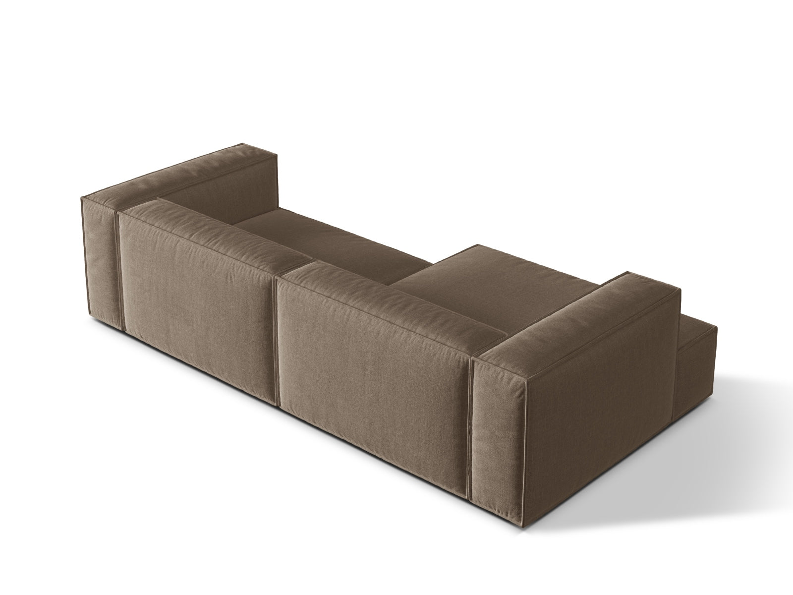 Elegantes 4-Sitzer Ecksofa links Nuria in modernem Cappuccino-Liberty, perfekt für gemütliche Abende und stilvolle Wohnräume.