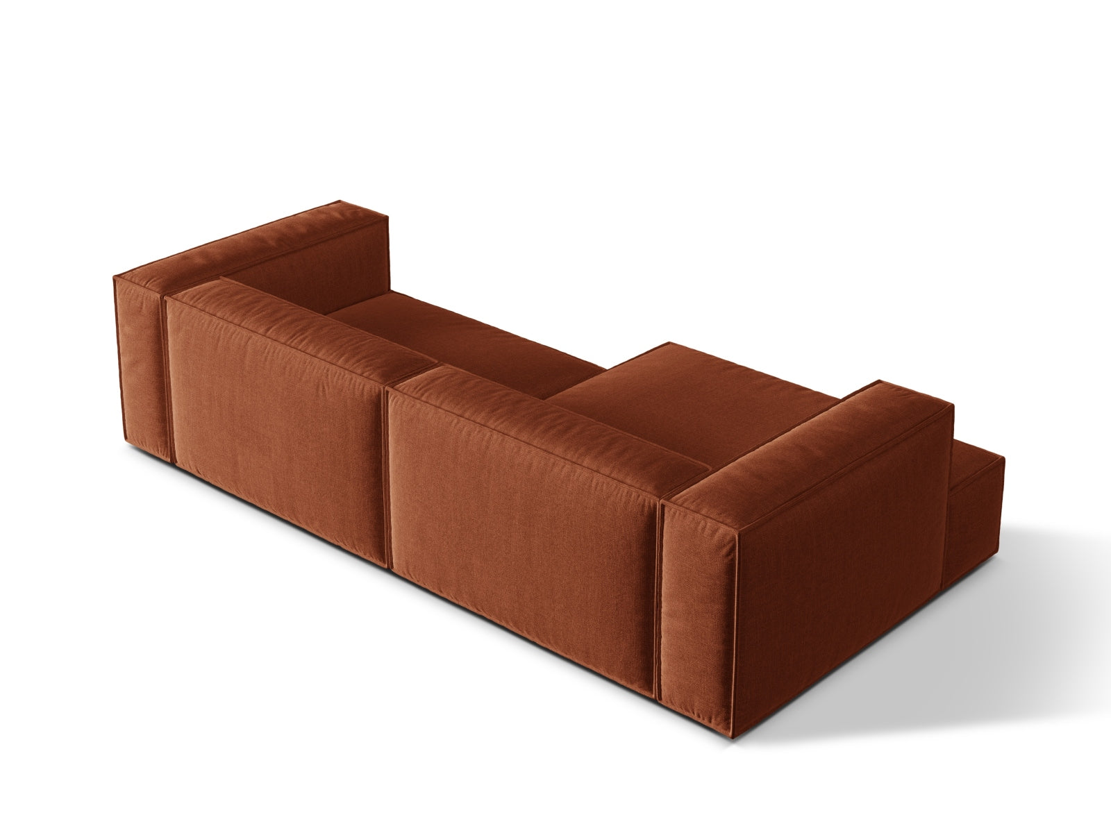 Stylisches 4-Sitzer Ecksofa links Nuria in warmem Brick-Liberty, perfekt für entspannte Abende und kreative Raumgestaltung.
